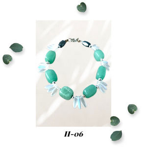 Green Gem Mermaid Inspired Glass Bracelet - Moss Green Glass Bracelet